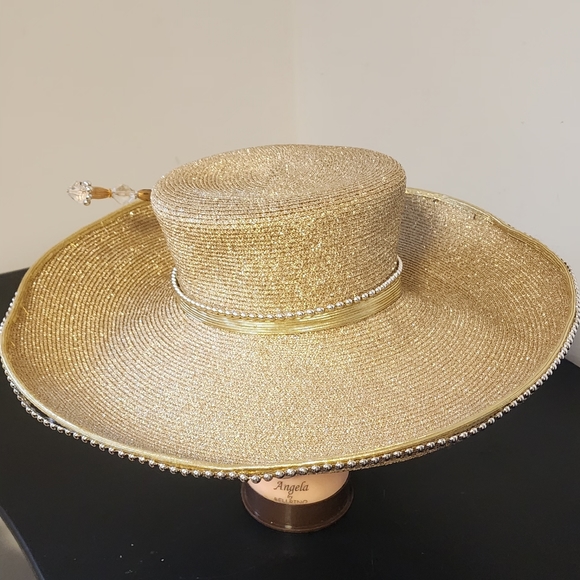 Vintage Gold Large Brim Bellini Hat - Picture 1 of 3